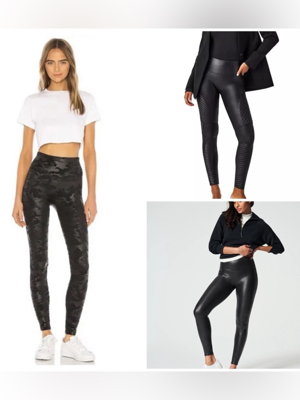 Bundle of 3 Spanx Faux Leather, Faux Leather Moto, Faux Leather Camo Leggings